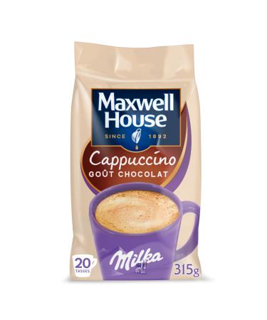 MAXWELL Cappuccino Milka Sachet de 315g de Cappuccino au Chocolat Milka Soluble 20 Tasses 315 g (Lot de 1)