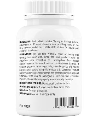 Dr WellMe Nutrition Ferrous Sulfate Enteric-Coated Tablets - Wellness for Life Dietary Supplement 100 Tablets - 324 mg - Buy Online on GoSupps.com