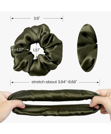 LILYSILK Silk Hair Scrunchies for Frizz Prevention 100% Mulberry Silk Hair Ties for Breakage Prevention Elastic ponytail Holders(Dark Olive+Ivory) - Buy Online on GoSupps.com