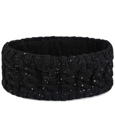 Stylbreaker ladies knit headband with braid pattern and sequins fleece feed hair band thermo winter headband 04026028 color: black - Buy Online on GoSupps.com