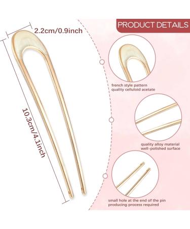 6 Pieces U Shaped Hair Pins French Hair Pins Metal Hair Fork Vintage Forks Sticks Bobby Pin Kit Updo Bun Women Girls Hairstyle Hair Accessories (Gold) - Buy Online on GoSupps.com