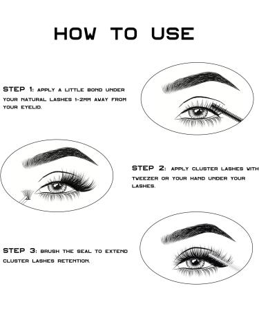 120PCS 3D Individual Cluster Eyelashes Kit - Natural Look D Curl Reusable Fluffy Extensions with Applicator and Bond - DIY Mix 10-16MM Lash Extension Set - Buy Online on GoSupps.com