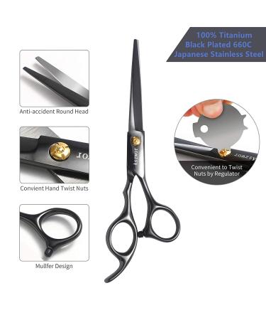 Aszwor Hair Cutting Scissors Set - 12 PCS Professional Hairdressing Shears Kit with Thinning Shears - Perfect for Home, Salon, Barber - Black - Buy Online on GoSupps.com