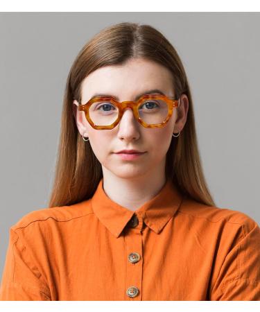 FEISEDY Retro Octagon Blue Light Glasses for Women & Men - Vintage Polygon Anti-Glare Eyewear B0102 Leopard 44mm - International Shipping Available - Buy Online on GoSupps.com