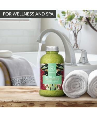 Premium Eucalyptus Bathing Salt 600g - Relaxation & Stress Relief with Natural Sea Salt & Essential Oils - Ideal for Sleep Cold Relief & Swim Additive - Buy Online on GoSupps.com