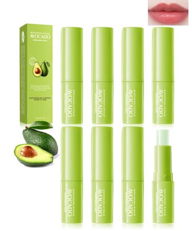 Lip Balm Set-8pcs Avocado Hydrating Lip Balm Moisturizing Soothing Care Lip Moisturizer Improve Dry & Chapped Lips Colorless Non-Sticky Lip Primer Thanksgiving Lip Care Gift Kit for Women Girl 8PCS*2.7g