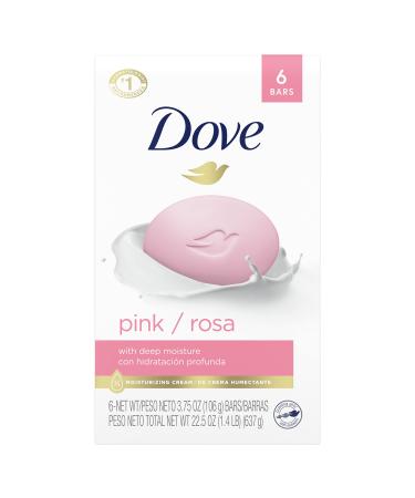Dove Beauty Bar Gentle Skin Cleanser Pink 6 Bars Moisturizing for Gentle Soft Skin Care More Moisturizing Than Bar Soap 3.75 oz