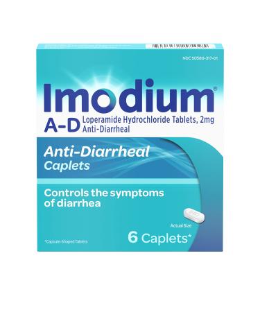 Imodium AD Diarrhea Relief Caplets -Loperamide Hydrochloride Anti-Diarrheal Medicine (294314), Blue, 6 Count - Buy Online on GoSupps.com