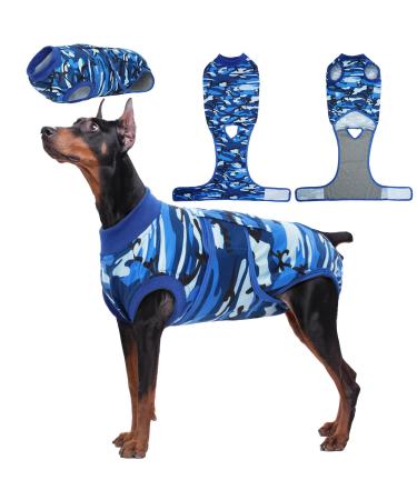 Kuoser dog body after op - camouflage dogbody after castration of medical body dog breathable op body dog castration bitch/male Alternative to protective collar for dogs xl blue starn color - Buy Online on GoSupps.com