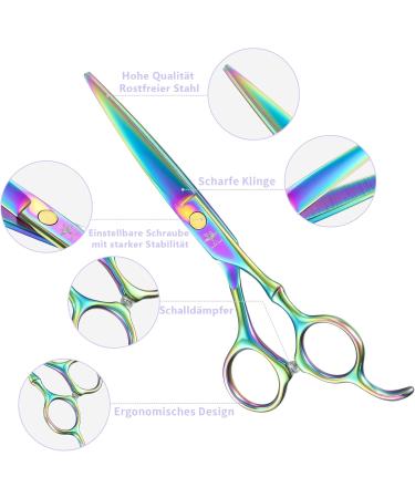 Purplebird Professional Hairdressing Scissors Set - 10-Piece Rainbow Stainless Steel Haircutting Shears for Barbers & Beginners - Buy Online on GoSupps.com