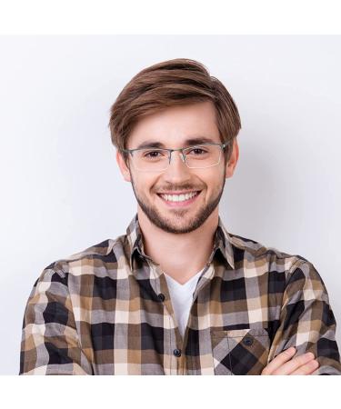 KONHAGO Blue Light Blocking Reading Glasses for Men - Half Frame Metal Readers 2.0x - Anti Eyestrain/Glare/UV - 3 Black + 2 Gray - Spring Hinge Eyeglasses - Buy Online on GoSupps.com