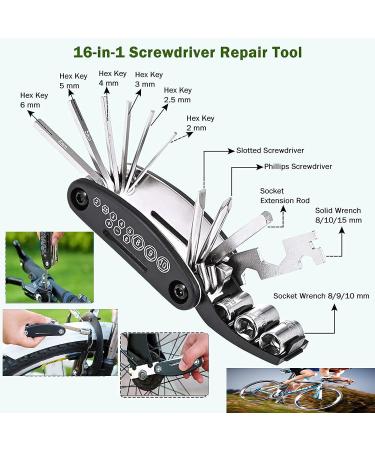 NC Bike Tire Repair Tool Kits - Mini Pump, Puncture Repair Kit, Multi Tool Set, Glueless Patches, Lever, Portable Bag - Emergency All-in-One Tool - Buy Online on GoSupps.com