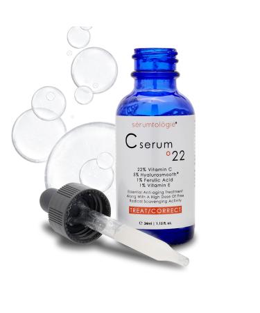 serumtologie C Serum 22   Pure Vitamin C Serum for Face with Hyaluronic Acid & Ferulic Acid | Potent Anti-Aging Serum for Dark Spots  Fine Lines and Wrinkles | Brightening Serum - 1.15 Fl Oz