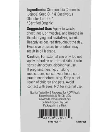 Now Foods Organic Eucalyptus Roll-On 13 fl oz - Certified Essential Oil Relief - Buy Online on GoSupps.com
