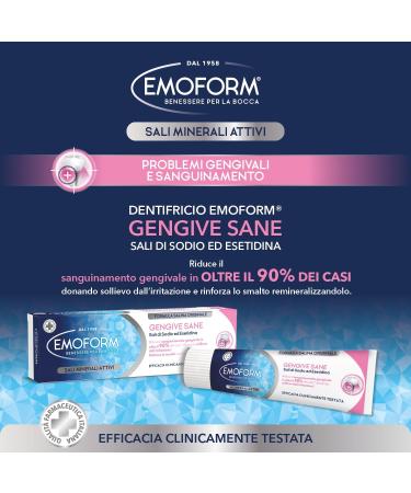  Emoform Emoform Healthy Gums Toothpaste 100ml with sodium salts and hexetidine Reduces gum bleeding in over 90% of cases while providing relief from irritation Strengthens - Buy Online on GoSupps.com