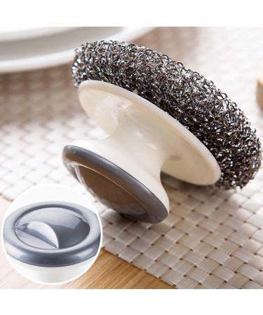 2 Pcs Steel Wool Scrubber with Handle Heavy Duty Dish Scrubber Kitchen Cleaning Brush for Pots Pans Grills Sink - Buy Online on GoSupps.com