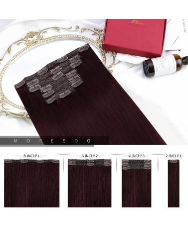 Moresoo Wine Red Clip in Hair Extensions - 16 Inch Burgundy Real Human Hair - 7 Pieces/120g #99J - Buy Online on GoSupps.com