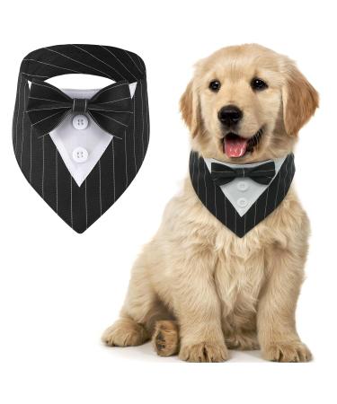 Maustlie dogs Smoking Bandana pet triangle scarf formal wedding party dog hollow adjustable tie pet suit fly banda for wedding birthday (s black strip) s black strip - Buy Online on GoSupps.com