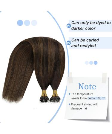Youngsee Nanoring Extensions - Real Hair Ombre Nano Ring Extensions (35cm 50g) - Dark Brown & Medium Brown #2/2/6 - Buy Online on GoSupps.com