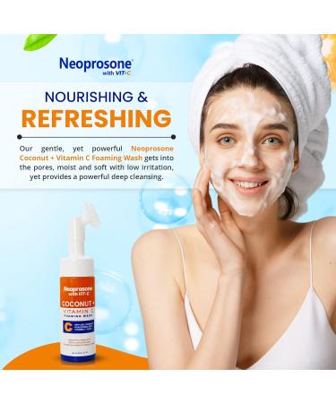 Neoprosone Skin Brightening Foaming Face Wash - 5 fl oz / 150 ml - Acne Face Wash Gentle Facial Cleanser for Oily Sensitive Normal Skin with Aloe Vera Coconut Oil - Buy Online on GoSupps.com