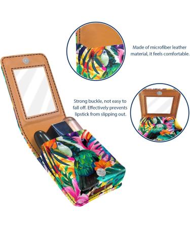 Travel Lipstick Organizer Case - Portable Makeup Bag with Mirror | Tropical Toucan & Parrot Design | Ideal for International Shipping - Buy Online on GoSupps.com