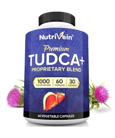 Nutrivein Premium TUDCA+ Liver Support Supplement 1000mg - 30 Day Supply (60 Caps): TUDCA Supplement Bile Salts for Liver Wellness