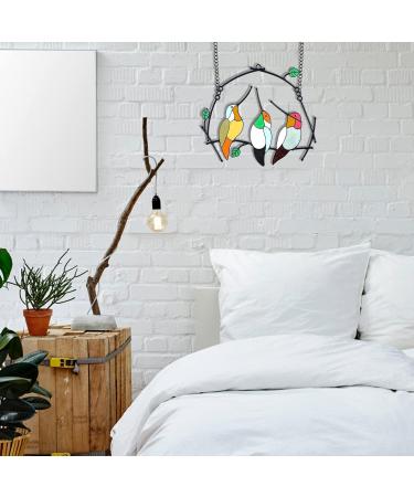 Stained Bird Ornaments Multicolor Cliplanyard Window Hanging - Metal Bird Garden Decoration (3 Birds) - Buy Online on GoSupps.com