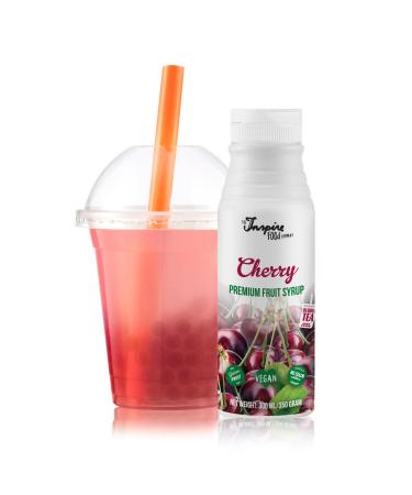 The Inspire Food Company Original Fruit Syrup For Bubble Tea Mix - 300ml | Cherry Syrup For Bubble Tea Boba Tea Smoothies Slushes & Ice-Blended | 100% Vegan Glutenfree With No Artificial Colors Cherry 300 ml - Buy Online on GoSupps.com