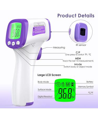 KKmier Infrared Forehead Thermometer - No Contact, 3-in-1 Temperature Gun for Baby, Kids, Adults - LCD Display - Buy Online on GoSupps.com