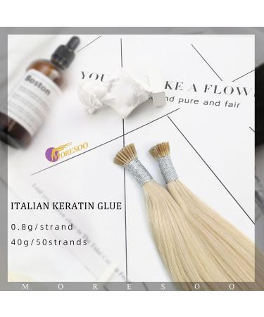 Moresoo Real Hair Bonding Extensions - 60 cm Platinblond I Tip Hair Extensions | Seidig Straight 40g 50 Strands - #60 - Buy Online on GoSupps.com