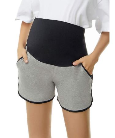 Love2Mi Women's Maternity Tights Leggings Versatile Comfy Pants Stretch Pregnancy Trousers S Black/ Grey