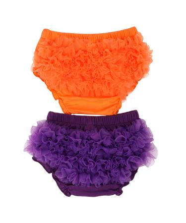 HOOLCHEAN Baby Infant Girls 2PCS Set Tulle Ruffle Bloomer 12-24 Months Orange & Purple