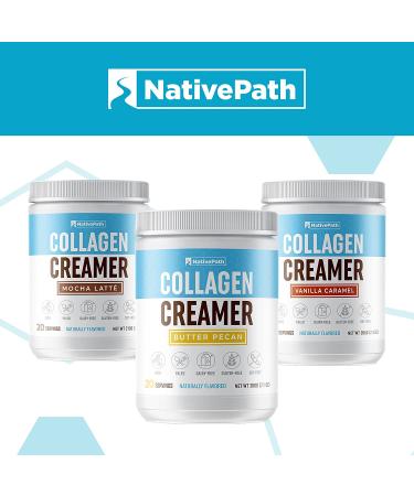 NativePath Mocha Latte Collagen Coffee Creamer - Grass-Fed Collagen Protein, MCT Oil, Monk Fruit - 20 Servings - Paleo & Keto Friendly, Dairy/Soy/Gluten-Free - Buy Online on GoSupps.com