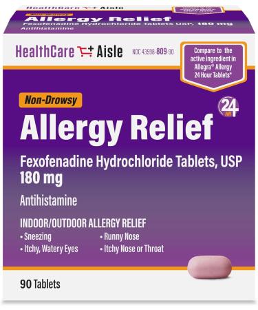 HealthCareAisle Allergy Relief - Levocetirizine Dihydrochloride Tablets USP 5 mg 160 Tablets & Fexofenadine Hydrochloride Tablets USP 180 mg - 90 Tablets - Buy Online on GoSupps.com