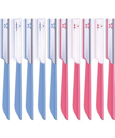 10 Pieces Eyebrow Razor for Women Facial Shaver Razor Brow Shaper Eyebrow Trimmer Dermaplaner Shaping Tool with Cover (Pink+Blue) Pink, Blue - Buy Online on GoSupps.com