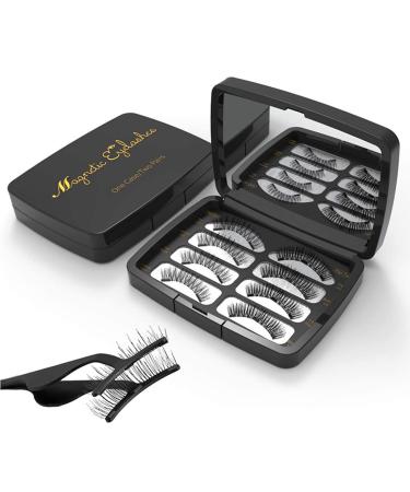Magnetic eyelashes reusable magnetic false eyelashes 3D 3 magnets extension soft individual false eyelashes no glue with tweezers for women natural look 8 pieces - Buy Online on GoSupps.com