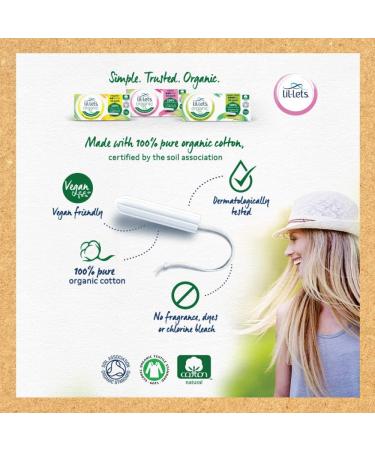 Lil-Lets Organic Non-Applicator Super Plus Tampons 16 Count - 100% Organic Cotton - GOTS Certified - Vegan - Plastic Free Period Care - Buy Online on GoSupps.com