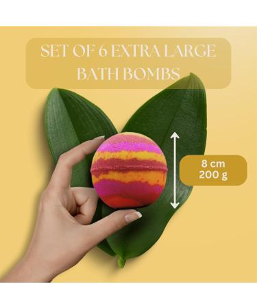 MANINA 22 Bath Bomb Gift Set | Handmade in The UK | 6 Extra Large Premium Quality Moisturising Bath Bombs (200g 7oz 8cm) with Natural Butters in Luxury Gift Box | Vegan/Cruelty Free (Yellow Box) - Buy Online on GoSupps.com