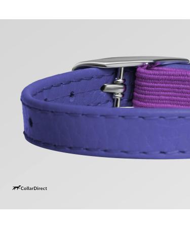 Collardirect Leather Cat Neck Band - Safety Collar with Elastic Belt & Bell | Adjustable 15-18 cm in Black Blue Red Orange Green Pink & Purple - Buy Online on GoSupps.com