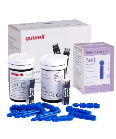 yuwell Blood Glucose Test Strips and Lancets for Model 582 & 710 Only x 50pcs (Diabets Test Strips for yuwell Blood Glucose Meter 582 & 710) test strip set 50pcs(model 710&582 only)
