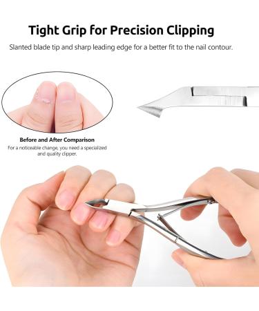 Cuticle Trimmer with Cuticle Pusher - Cuticle Remover Cuticle Nipper Professional Stainless Steel Cuticle Cutter Clipper Durable Pedicure Manicure Tools for Fingernails and Toenails (Silver) - Buy Online on GoSupps.com