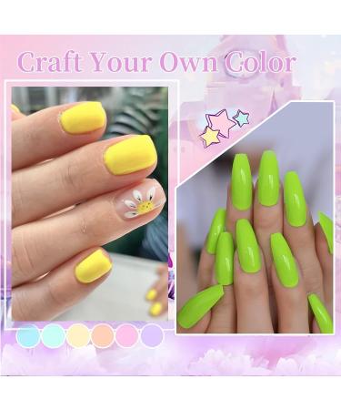 Tonitu 6 Pcs Non-Toxic Eco Nail Polish Kit - Glossy Pastel Colors: Pink Yellow Blue Red Glitter and Nude (42ml) - International Shipping Available! - Buy Online on GoSupps.com