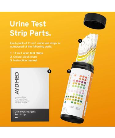 Aidteq Urine Test Strips 11 Parameter Urine Test Strips for Urobilinogen Bilirubin Ketone Blood Protein Specific Gravity pH & Ascorbic Acid 100 pieces - Buy Online on GoSupps.com