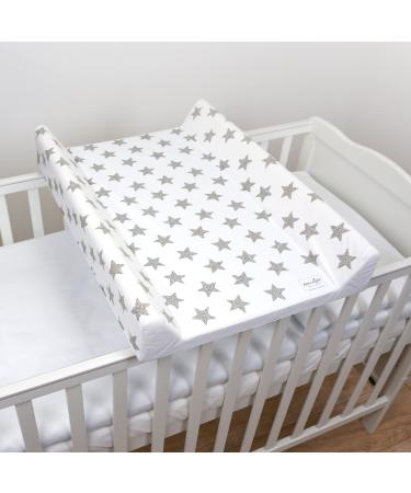 Baby Hard Base Changing Mat/Top Changer 70x50 cm fits 120x60 cm Cot Unisex Wedge Anti Roll Nappy Newborn Baby Waterproof Changing Mat with Raised Edges (Stars)