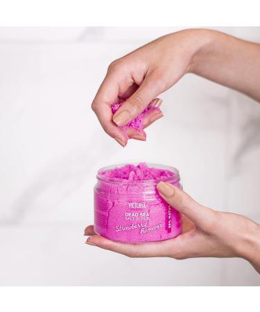Victoria Beauty Totes Sea Body Peeling - Dead Sea Salt Scrub for Face & Body Natural Strawberry & Vanilla Exfoliator (400g) - Buy Online on GoSupps.com