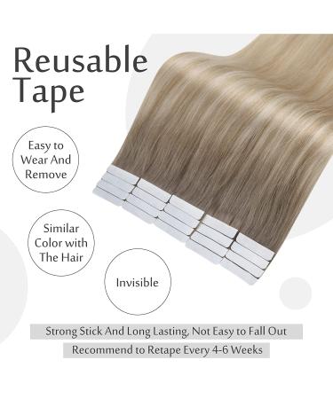 Buy FSHINE Glue-In Real Hair Extensions | 30g Balayage Brown to Ash Blonde | 20 Pieces Tape-In 30cm #19/8/60 - Buy Online on GoSupps.com