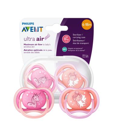 Philips Avent SCF345/22 Ultra Air Dummy 6-18 Months BreataThable Orthodontic BPA Free Double Pack Angel/Unicorn Einhorn/Engel 2-Pack