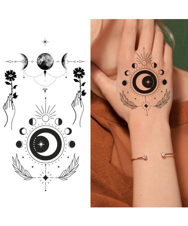 20 Sheets Black Tiny Temporary Tattoo Stickers for Men Women - Moon Butterfly Bird Flower Designs - Waterproof Body Art for Arm Neck Shoulder - Buy Online on GoSupps.com