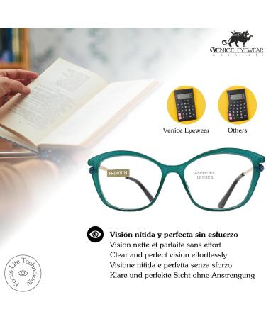 VENICE Premium Pearl Reading Glasses - New 5-Color Design for Presbyopia & Eyestrain Relief - Green +2.50 - Buy Online on GoSupps.com