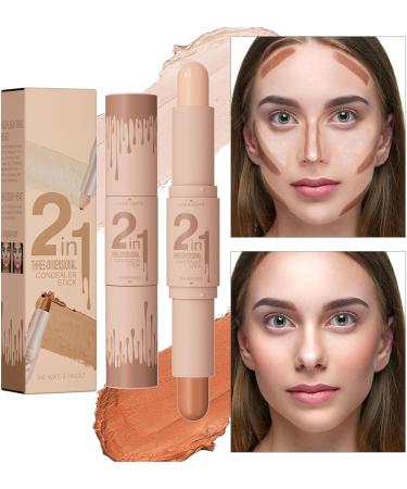 2 Colors Professional Makeup Wonder Stick Face Shaping and Contouring Stick Cream Contour Stick Color Correct for Dark Circles and Nose Contour (03 #) 03 1 count (Pack of 3) - Buy Online on GoSupps.com